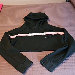 Gymshark Black and Pink Cropped Hoodie